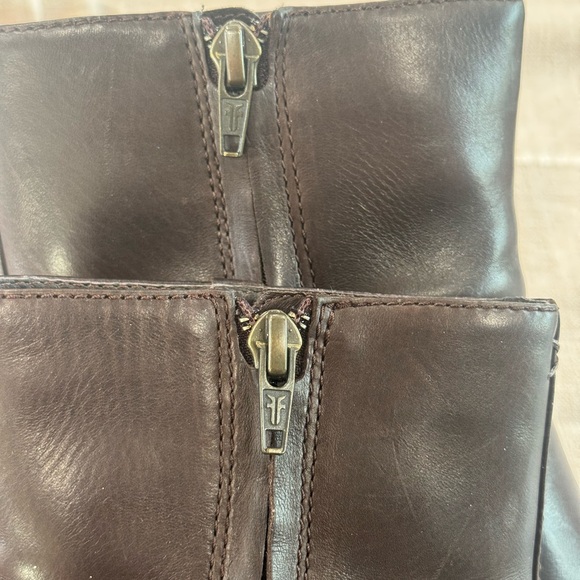 Frye Dark Brown Leather Ankle Boots - Picture 6 of 9